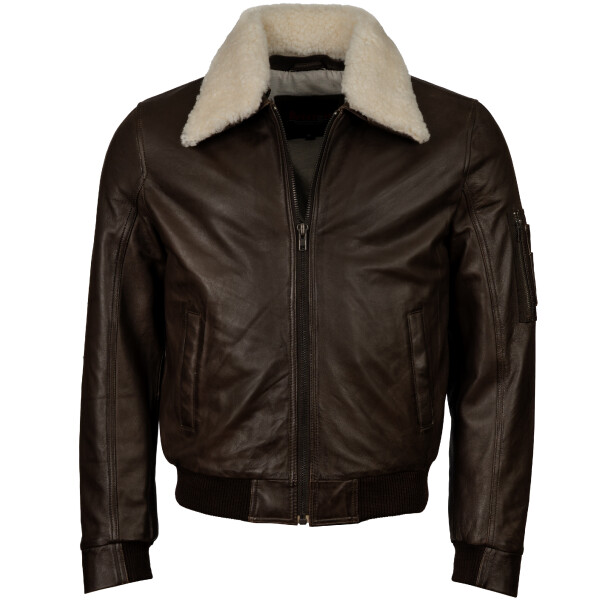 Pánská Kožená Bunda Pilot Pierce Pravý Kožíšek Brixton Hnědá Velikost: XL