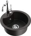 MEXEN/S - Diego granitový dřez 1-miska včetně baterie Carla, černá/zlatá metalik 6512-75-670700-00