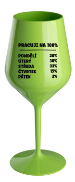 PRACUJI NA 100% - zelená nerozbitná sklenice na víno 470 ml