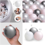 PLUSH NEST PLUSH NEST Míčky do suchého bazénu Ø 6 cm 200 ks (perleťové, stříbrné, perleťově světle růžové)