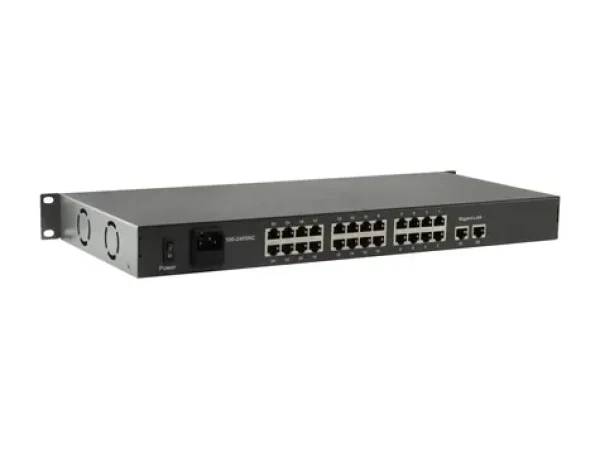 LevelOne FGP-2601 / Switch / unmanaged / 24x FE PoE / 2x GE uplink / 150W PoE / 19" kov (FGP-2601W150)
