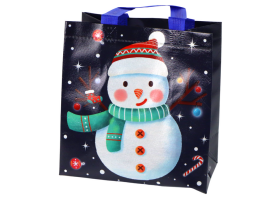 Mamido Dárková taška s motivem sněhuláka 23cm x 21,5cm x 11cm tmavě modrá