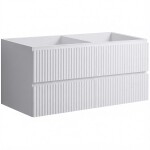 CERANO - Koupelnová skříňka pod umyvadlo Carole - bílá matná rýhovaná - 119x48x45 CER-674935