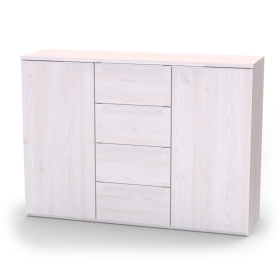 Nábytek Mikulík Komoda VARIO 3 (šedé úchytky) - bílý lesk, antracit, aj. ROZMĚR: (š/v/hl.) 130 x 86,5 x 40,5 cm