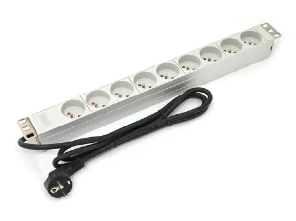 OEM 19" PDU hliníková / Zásuvková lišta do racku / 1U / 9x zásuvka Typ E / 1x Schuko / 16 A / 1,8 m (A-19-STRIP-3-IMP)