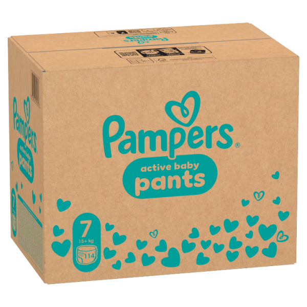 Plenkové Kalhotky Pampers Active Baby Pants, Velikost 7, 114 Plenky, 15kg+