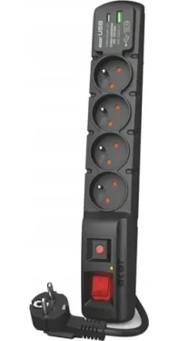 Acar F4 černá / Prodlužovací panel s přepěťovou ochranou / USB PD 3.0 / QC / 4 zásuvky / 3 m (W2440)