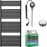 CERANO Koupelnový elektrický radiátorový set Vincenzo - WIFI - 600W - černá matná - 1330x600 mm