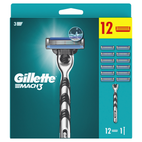 Gillette Mach3 Pánský Holicí Strojek, 1 Holicí Strojek Gillette, 12 Náhradních Holicích Hlavic