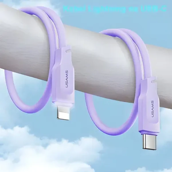 USAMS SJ566 fialová / Datový kabel / Lightning - USB Type-C / 1.2m / 20W PD Fast Charge (SJ566USB03)