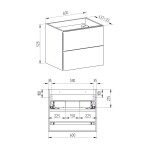 Mereo Aira, koupelnová skříňka s keramickým umyvadlem 61 cm, dub Halifax CN740