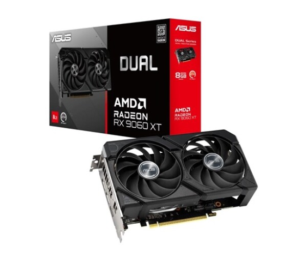 ASUS VGA AMD Radeon RX 9060 XT DUAL OC 8GB, RX 9060 XT, 8GB GDDR6, 2xDP, 1xHDMI EDF_1887660