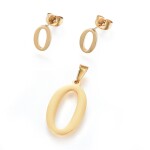 Sada přívěsku a náušnic z nerezové oceli - písmeno - zlatá - 20 ~ 23 mm x 13 ~ 19 mm - 1 ks Písmena: E