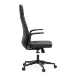 Kancelářské křeslo, černá ekokůže, houpací mechanismus s aretací ve 3 polohách, kovový kříž, kolečka pro tvrdé povrchy