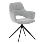 Židle jídelní, šedá látka, 360° vratný mechanismus, černý kov