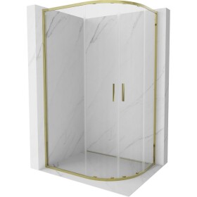 MEXEN - Exo čtvrtkruhový posuvný sprchový kout 100 x 80, transparent, zlato 8132-100-080-50-00