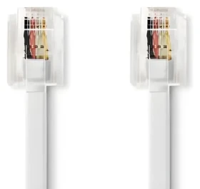 Nedis telefonní kabel bílo-transparentní / Telefonní kabel / RJ11 - RJ11 / Plochý / 5 m (TCGB90200WT50)