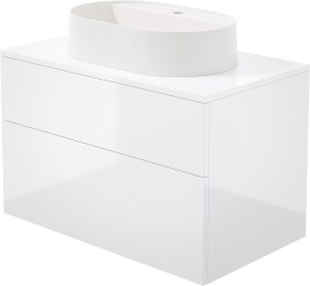 DEANTE - Prizma bílá koupelnová skříňka, s granitovým umyvadlem - 55x35 cm; SD6B8SAU6B
