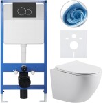 CERANO - Kompletní WC set Profi/Cesso - bílá lesklá - WC tlačítko Duo/Černá matná - předstěnová instalace - 49x36 CER-8050BD84335