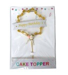 Dortisimo Zápich do dortu zlatý Happy Birthday se zlatými korálky