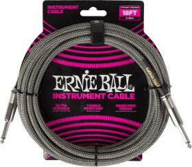 Ernie Ball Braided Instrument Cable Straight/Straight 18ft Silver Fox