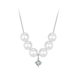 Stříbrný perlový náhrdelník Dariana - 0,1 ct MOISSANITE + CERTIFIKÁT, Stříbrná 40 cm + 5 cm (prodloužení)