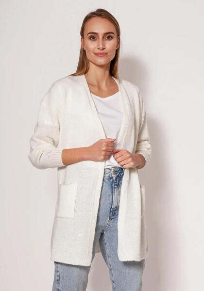 Svetr na zapínání PA013 krémový - MKM XXL/XXXL