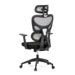 Kancelářská židle, šedá síťovina, černý plast, kolečka na tvrdé podlahy