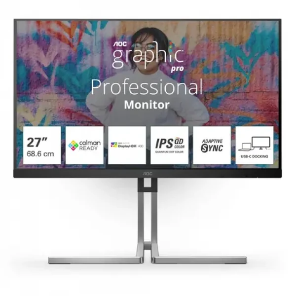 27" AOC Q27U3CV černá / IPS / 2560x1440 / 16:9 / 4ms / 1000:1 / 420cd-m2 / HDMI + DP + USB-C / VESA (Q27U3CV)