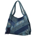 Módní dámská koženková kabelka na rameno Nives, modrá