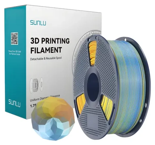 Sunlu PLA+ Silk Forth-Color modrá-fialová-oranžová-žlutá / Struna pro 3D tiskárnu / PLA / hedvábný lesk / 1 kg (PLA+ Silk FC Blu Pur)