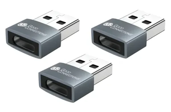 Good Connections / Adaptér USB-A na USB-C / 3 ks / 60 W (20V/3A) / hliníkové tělo / šedý (USB-AD203-3)