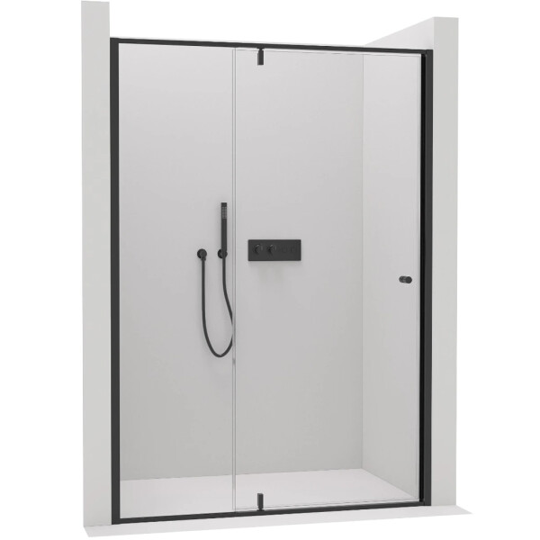 CERANO - Sprchové pivotové dveře Santini L/P - 6 mm - černá matná, transparentní sklo - 140x195 CER-428779