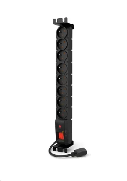 19" Acar rozvodný panel 8x230V / Napájecí panel / IEC konektor pro UPS / přepěťová ochrana / kabel 3 m (Acar S8 FA IEC)