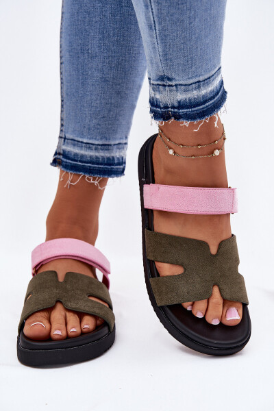 Dámské Pantofle Na Suchý Zip Vinceza 17401 Zeleno-Růžové 37