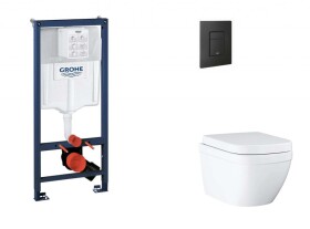 GROHE - Rapid SL Set předstěnové instalace, klozetu, sedátka SoftClose a tlačítka Even, Triple Vortex, phantom black SANI11BB5116