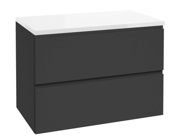 Kielle - Oudee Skříňka včetně desky pod umyvadlo 80x55x46 cm, matná černá/lesklá bílá 50002S814
