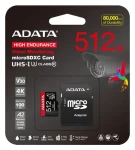 ADATA High Endurance 512GB / Paměťová karta microSDXC / UHS-I U3 / čtení 100 MB/s / zápis 85 MB/s / adaptér (AUSDX512GUI3V30SHA2-RA1)