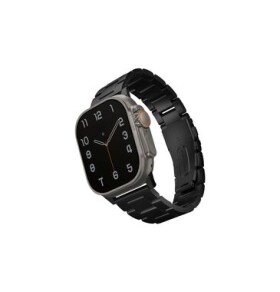 UNIQ Osta článkový ocelový řemínek pro Apple Watch 49 45 44 42 mm - MIDNIGHT (černá) (8886463684634)