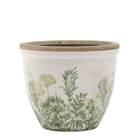 Chic Antique Obal na květiny Floral Verte Ø 15 cm, zelená barva, keramika