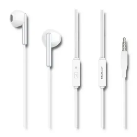 Qoltec 50834 In-ear headphones bílá / sluchátka s mikrofonem / pecky / 3.5 mm jack / 1.2 m délka kabelu (50834)
