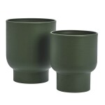 MADAM STOLTZ Venkovní obal na květináč Matt Green Iron větší, zelená barva, kov