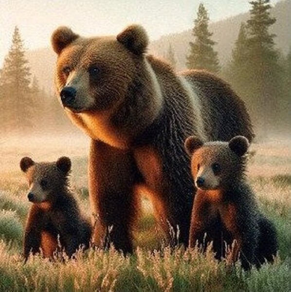 Pohlednice 3D Bear Family Sq Ca