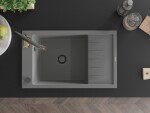 MEXEN/S - Elias granitový dřez 1 s odkapávačem včetně baterie Aster, šedá 6511-71-73450-57-B