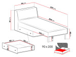 Postel Faro FR14 - 90x200 cm Dveře: Bílá / Dub artisan / Šedá