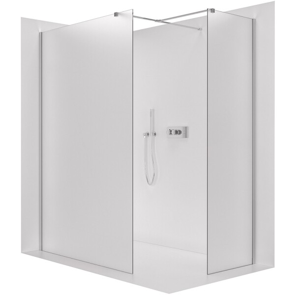 CERANO Sprchová zástěna Walk-in Onyx T L/P - 8 mm - hranatá vzpěra - chrom, mléčné sklo - 160x90x200 cm