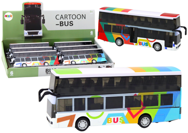 Mamido Dvoupatrový kovový autobus s pohonem barevný se světly a zvuky