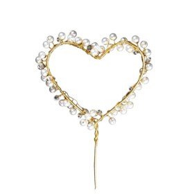 Dortisimo Zápich do dortu zlatý Srdce s bílými perlami