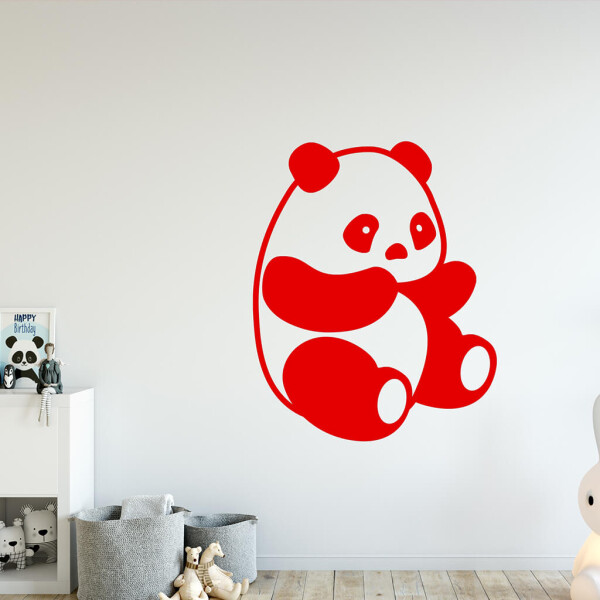 Samolepka Roztomilá panda Barva: červená, Velikost: 100 x 80 cm