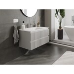 MEXEN/S - Rivel koupelnová skříňka 90 cm s umyvadlem Otis, 2 zásuvky, reliéf , šedá mat/bílá mat 91A20-09047-2-BFF62-W18M01
